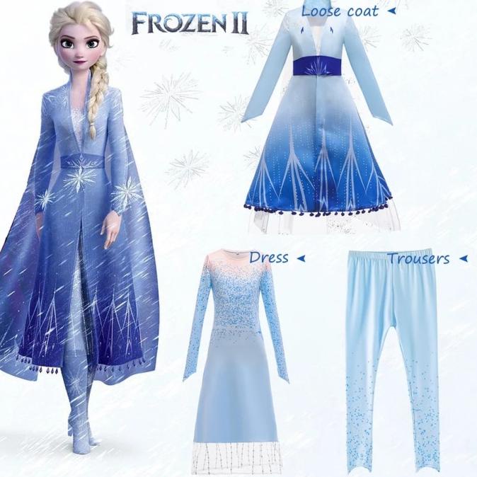Baju Elsa Frozen 2 Princess Anak / Kostum Elsa Frozen 2 Baru 3pcs CG76
