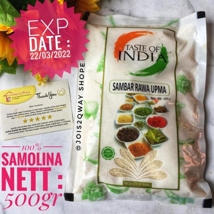 

TERLARIS Tepung Sooji Taste Of India SAMBAR RAWA UPMA / Tepung Samolina 500gr
