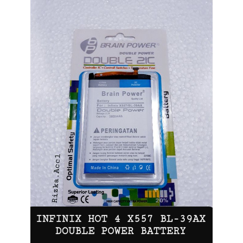 Baterai Batre Hp Infinix Hot 4 X557 BL-39AX Double Power Battery Handphone