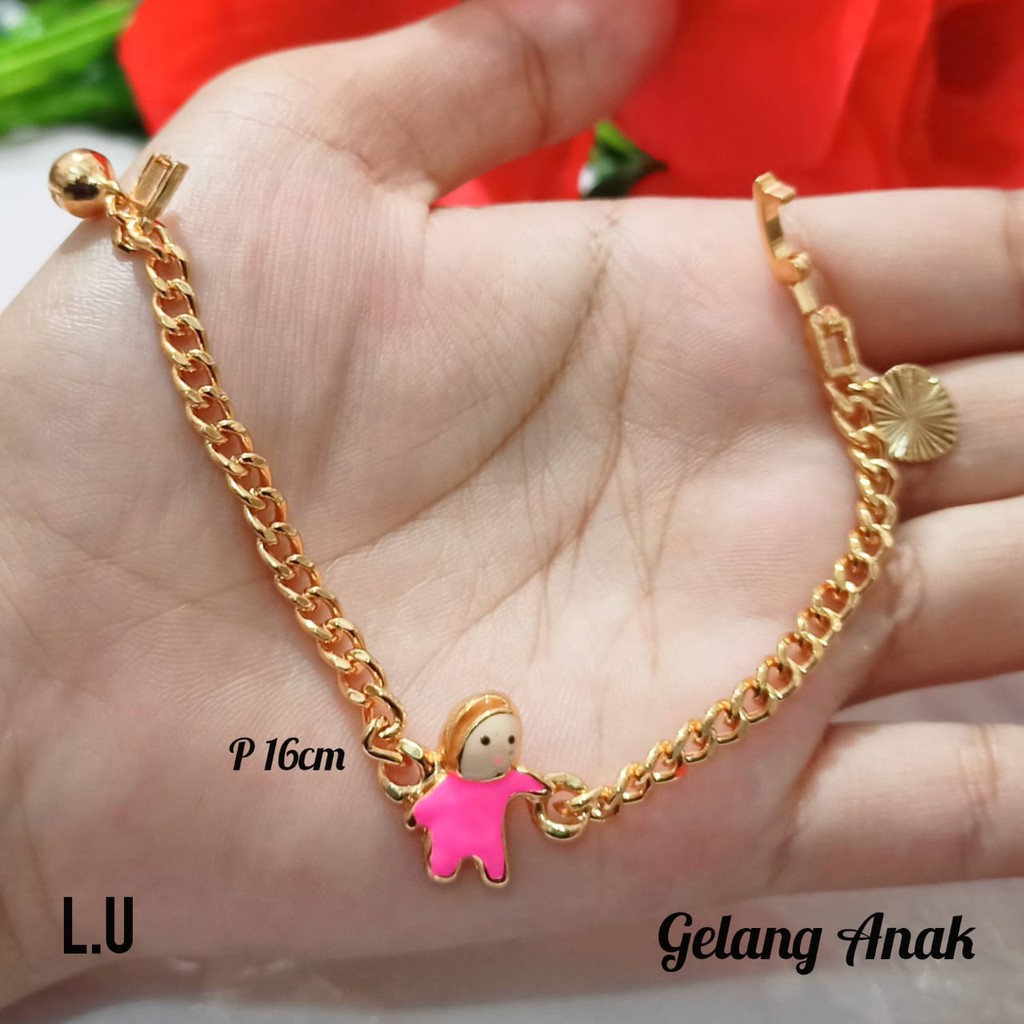 Gelang Anak TITANIUM Rantai Karakter Berbagai motif perhiasan Anak Gold dan Silver limited edition (COD)
