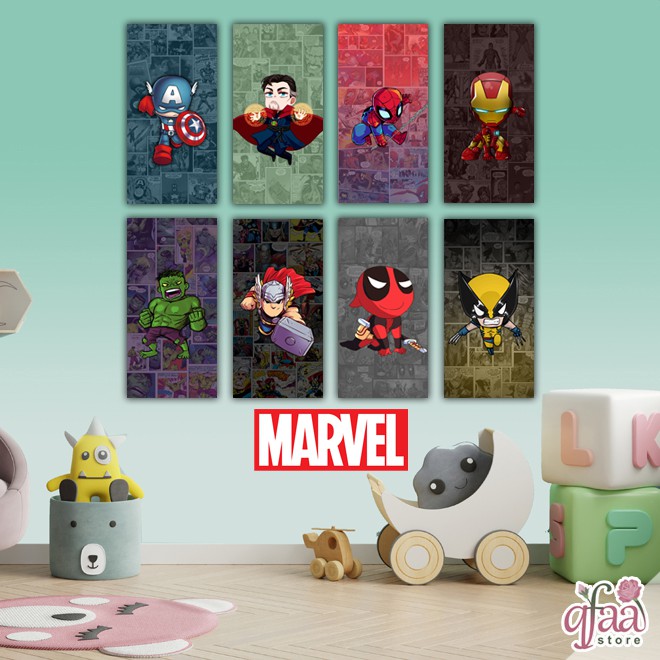 Dekorasi Dinding Superhero - Poster Dinding Kamar Anak | Poster Kayu MDF Lapis Stiker Vinyl