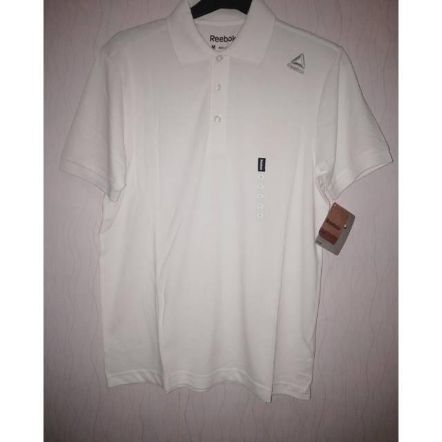 Original 100 % Kaos Kerah Polo Reebok Men Basic Polo Cotton White