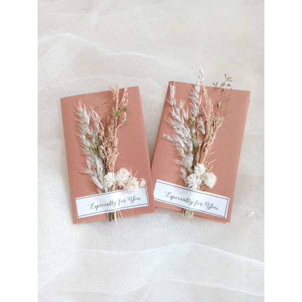 KARTU UCAPAN ESTETIK / KARTU UCAPAN BUNGA KERING / KARTU UCAPAN HAMPERS BY HATFINAHIJAB