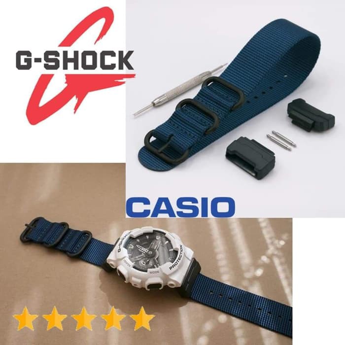 Tali jam tangan Casio G Shock Kanvas nylon Zulu strap Adapter - Biru Navy