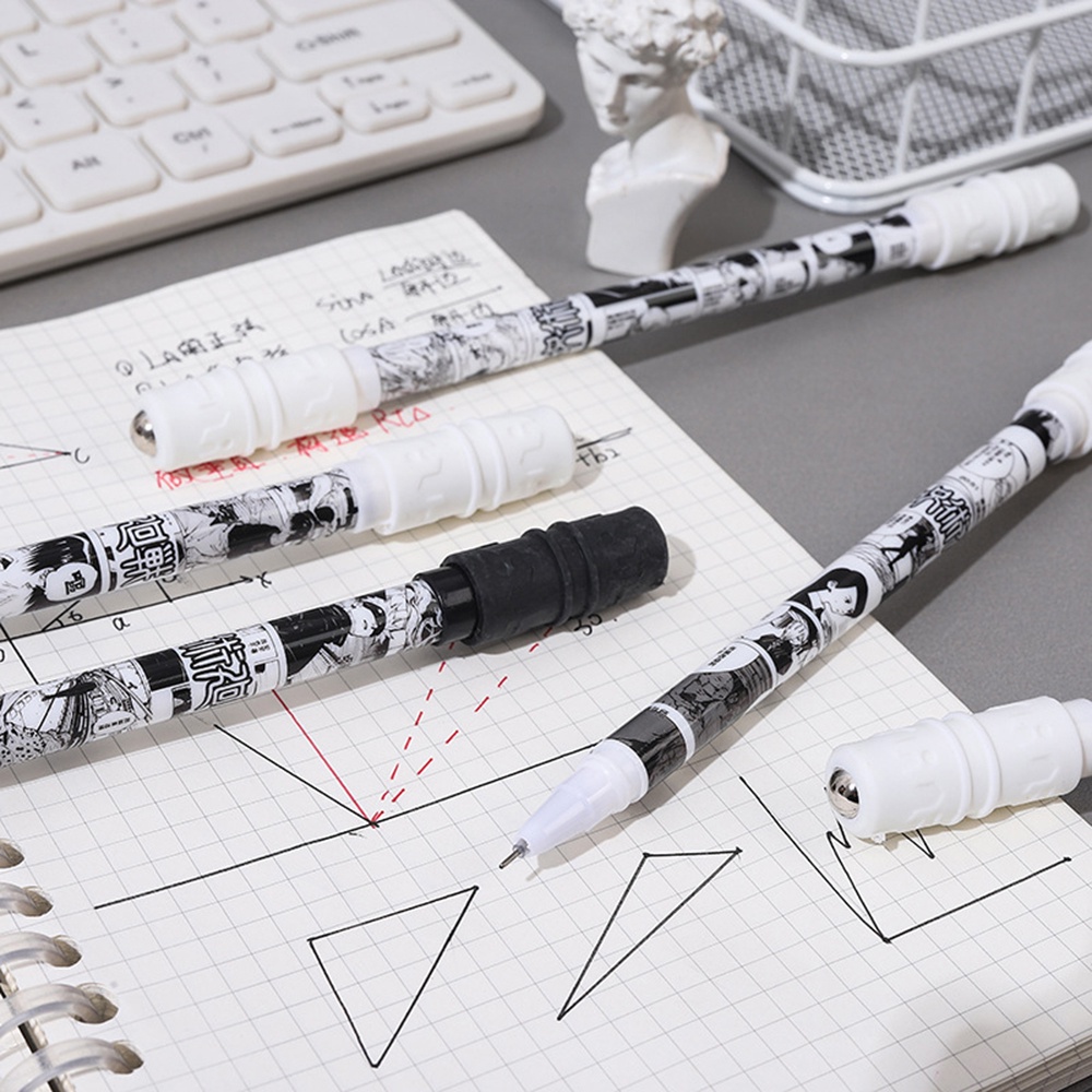 1pc Pulpen Gel Hitam / Putih Desain Anime Kreatif Untuk Stationery Pelajar