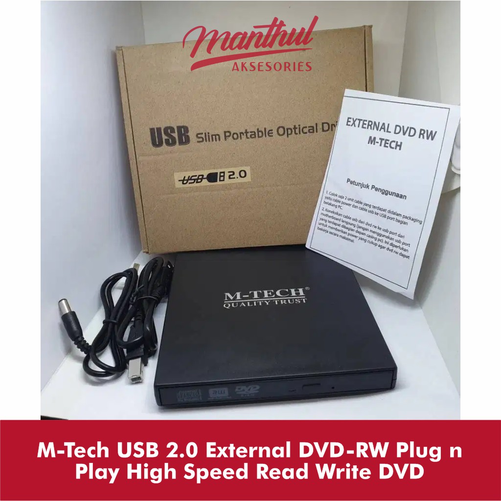 M-Tech USB 2.0 External DVD-RW Plug n Play High Speed Read Write DVD