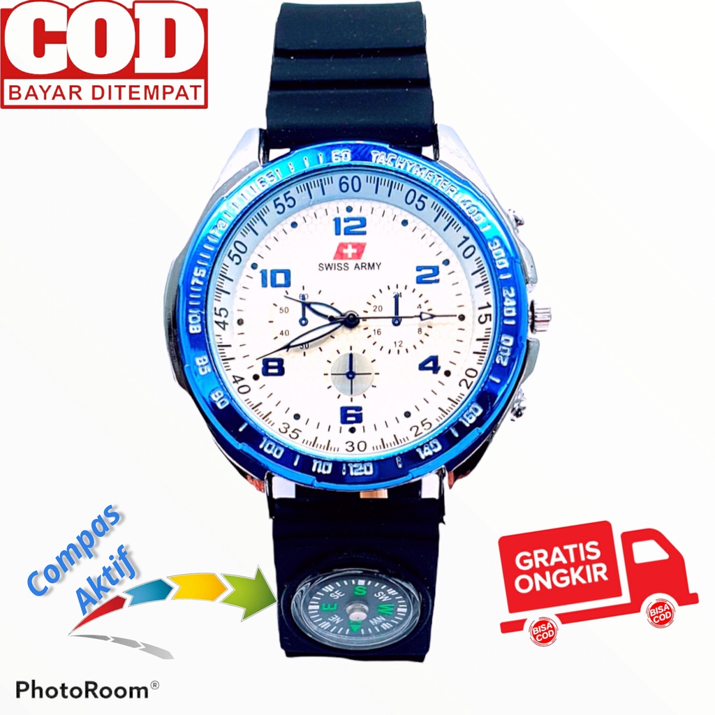 BISA COD - JAM TANGAN ANALOG PRIA TERBAIK BEST SELLER COMPASS CHRONO VARIASI RUBBER STRAP SERIES SV9Xi9