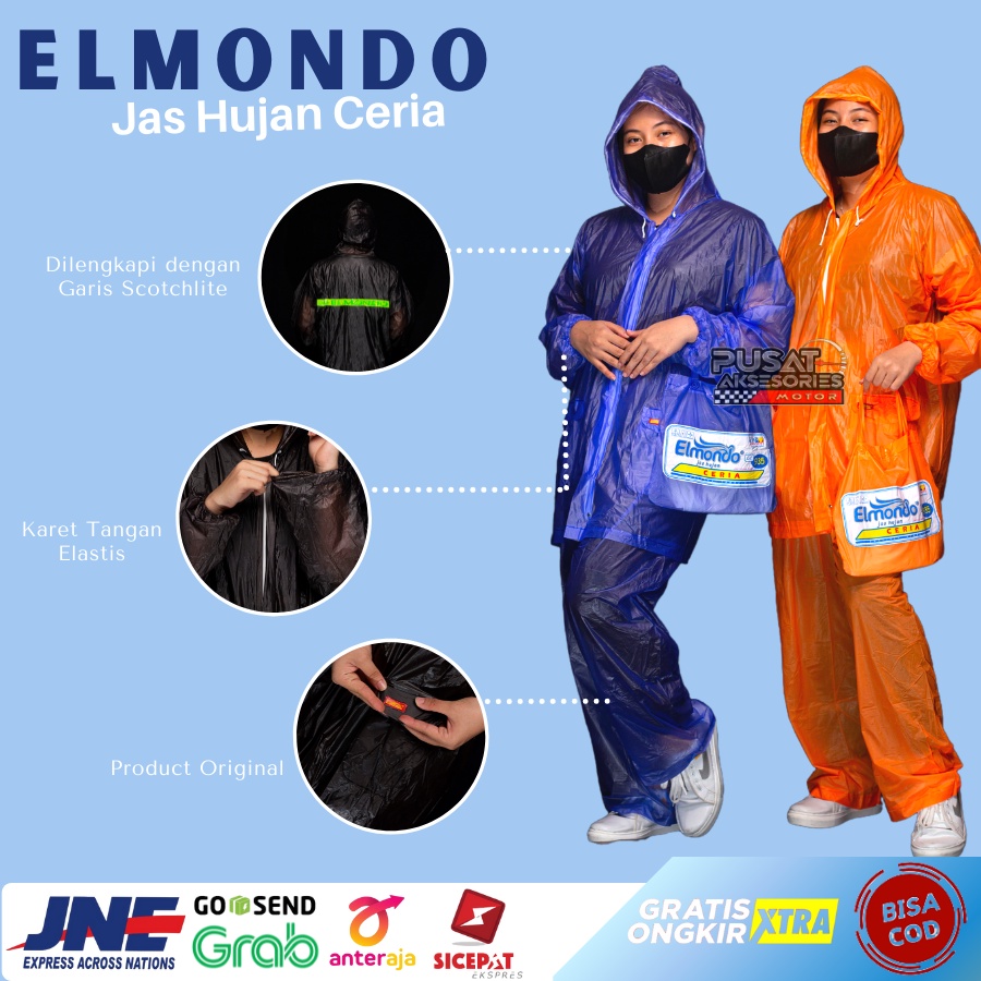 Elmondo Jas Hujan Ceria Jas Hujan Karet Transparan Anti Air Mantel Hujan Elmondo Murah Stelan Jas Uj