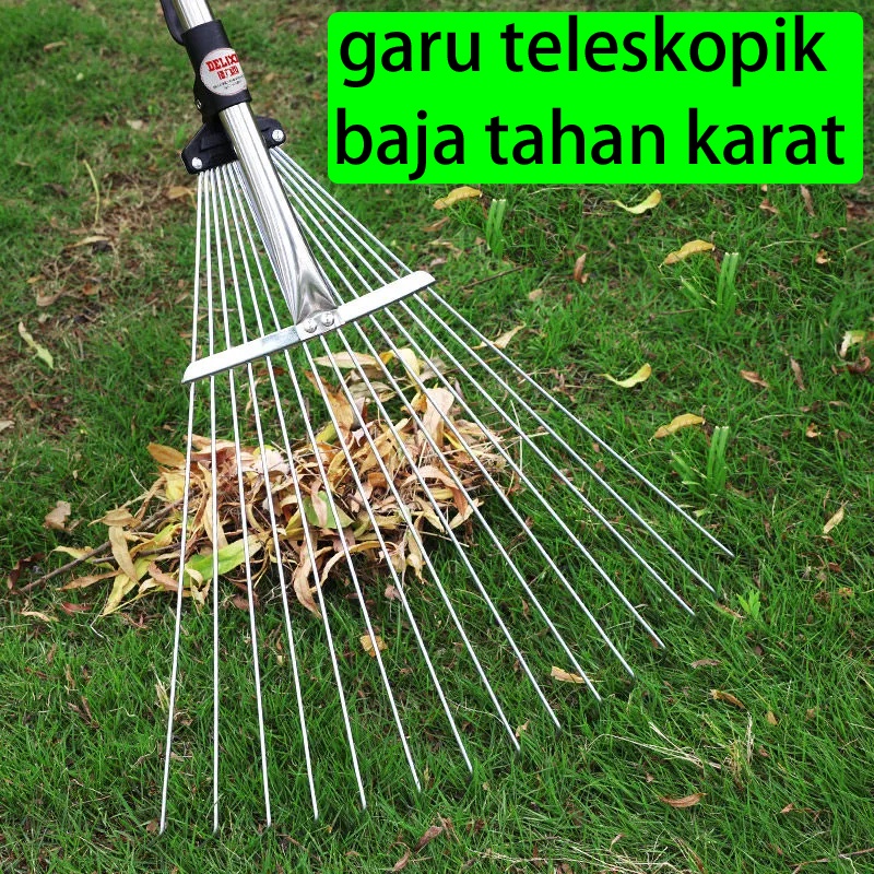 Penggaruk Daun Teleskopik Rake Taman Penggaru Taman Dapat Diperpanjang Daun