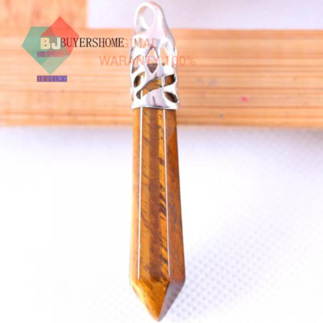 Liontin Pendant Tiger eye Natural Asli free Kalung