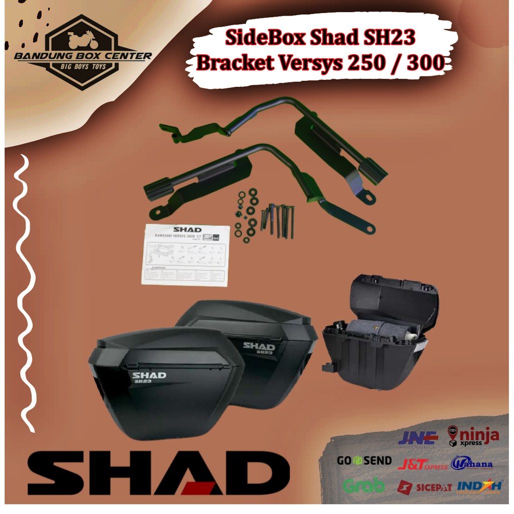 Paket Box Motor Box Shad SH23 Sidebox dan Bracket 3P System Kawasaki Versys 250 Versys250 Side Box