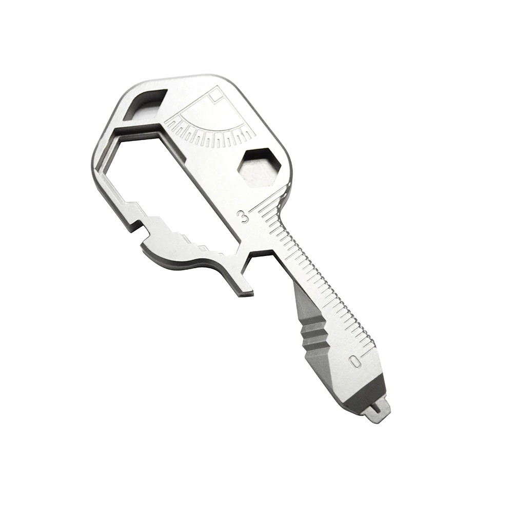 Stainless Steel Multi-Tool 24In1 Key Shaped Pocket Tool for Keychain Opener 
