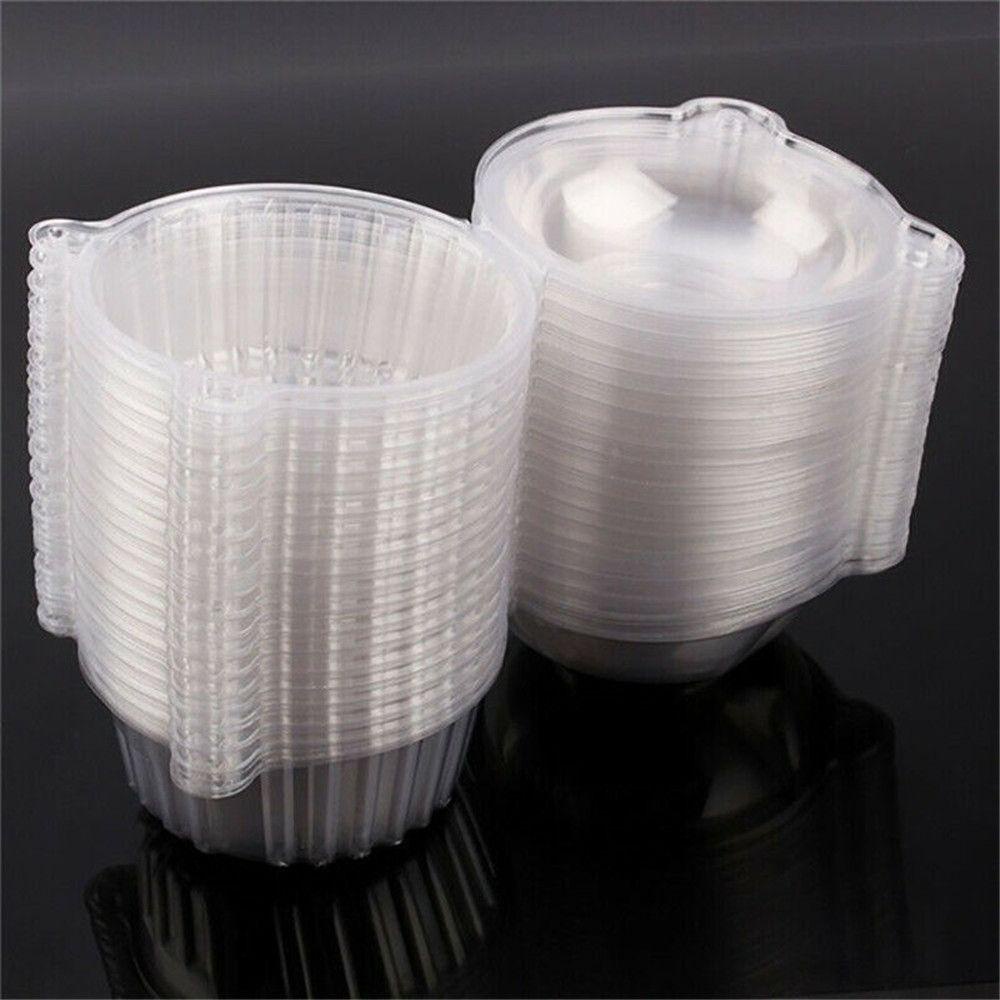 Nanas 50pcs Plastik Cupcake Dapur Disposable Dessert Cups Round Cases Set