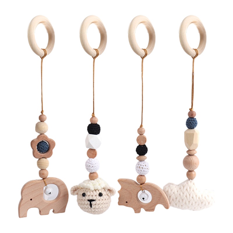 Mary 4pcs / Set Mainan Rattle Teether Bahan Kayu Untuk Bayi Newborn