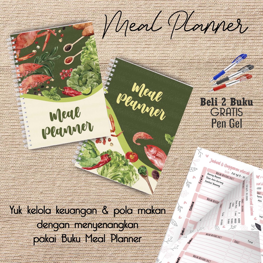

Artomaringi Meal Planner / Jadwal Menu Hemat Harian Beli 2 Buku Gratis Pen Gel Kode MP04