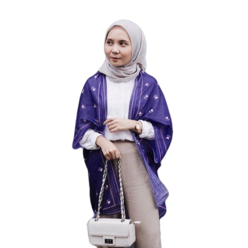 Outer Scarf Premium Tulip Biru Purple / Outer Wear / Outer Wanita / Outer Terbaru 2022 Kekinian Vira
