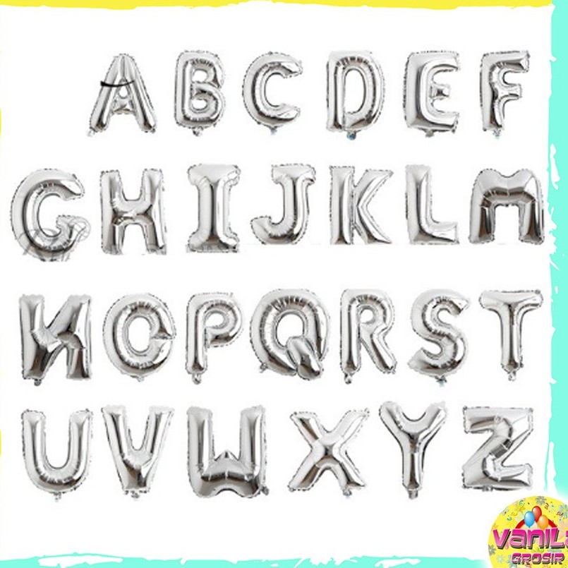 Balon Foil Huruf Silver, balon foil huruf, balon foil, balon huruf, balon pesta