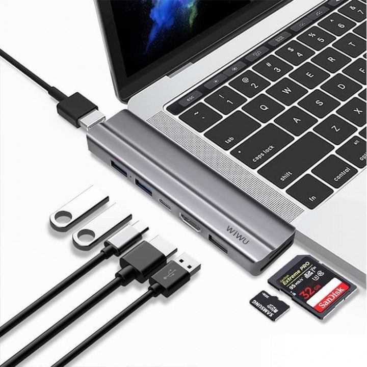 WIWU T9 - 8-in-1 USB-C Hub - USB 3.0 - HDMI - SD-TF slot - Type-C