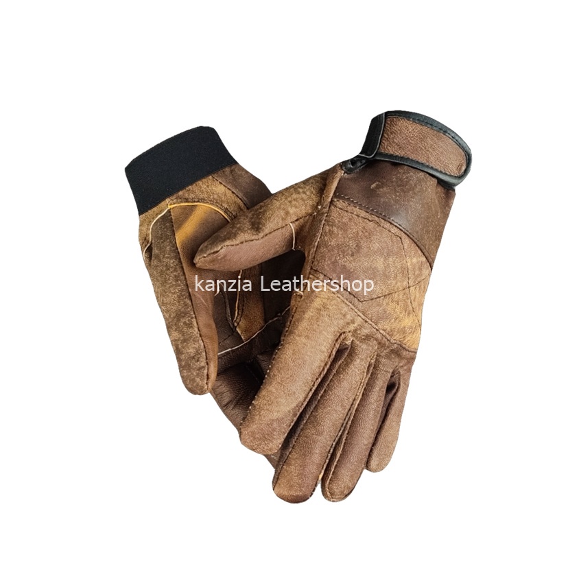 kanzia Leathershop Sarung Tangan Motor Kulit Full Jari Natural