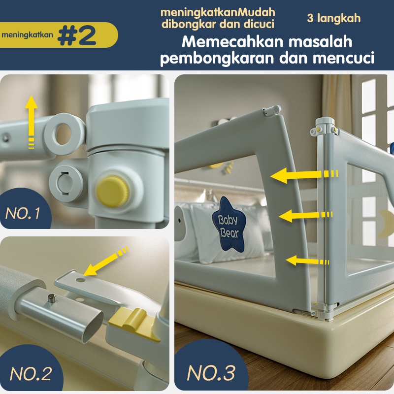 Baby Bedrail Bed Guard Rail / Fence Pembatas Pengaman Pagar Kasur Ranjang Anak Vertical Lift Adjustable Bayi Bed Rail Safety Guard