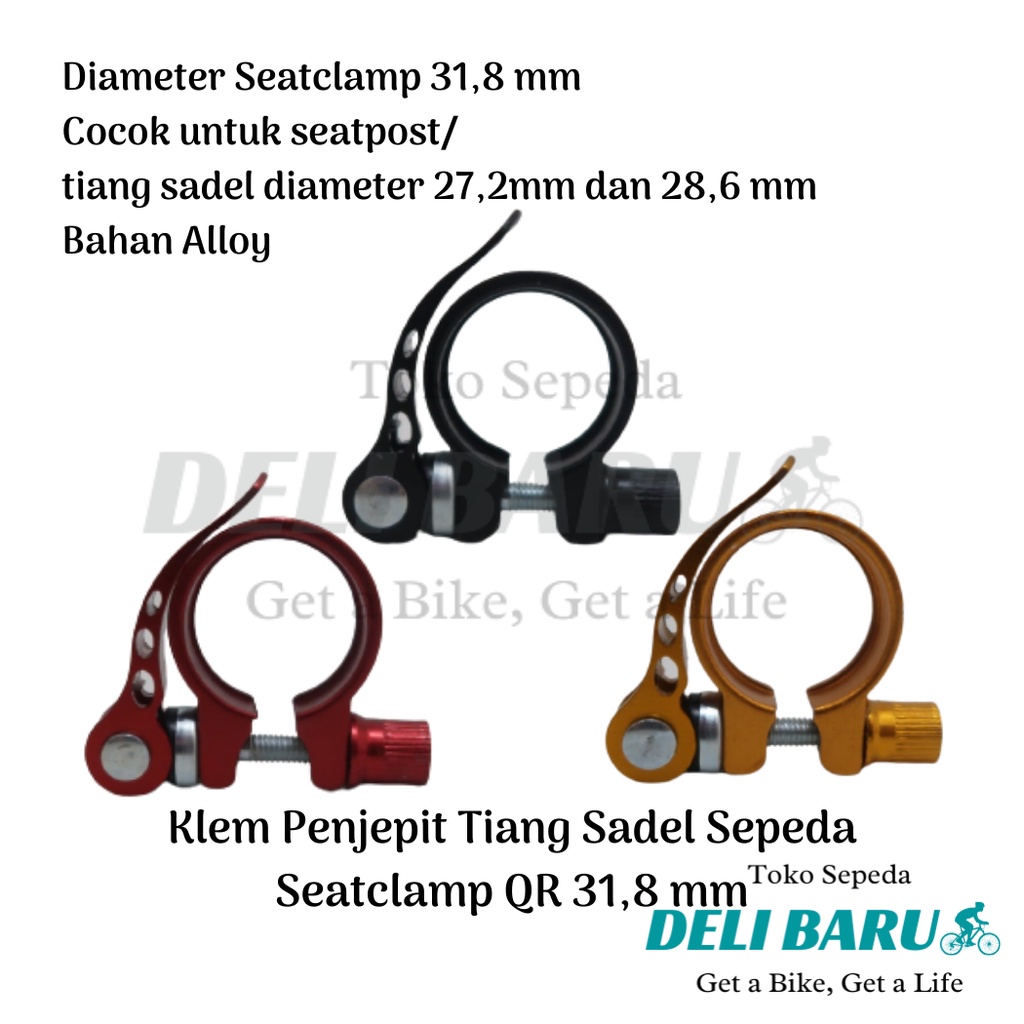 Seatclamp seat clamp QR Alloy 31,8 mm seatpost 27,2 dan 28,6 sepeda MTB, lipat