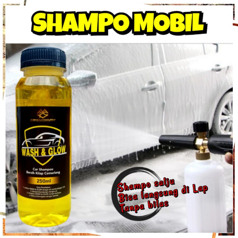 WASH &amp; GLOW 1LITER, shampoo mobil, sampo salju, sampo murah berkualitas