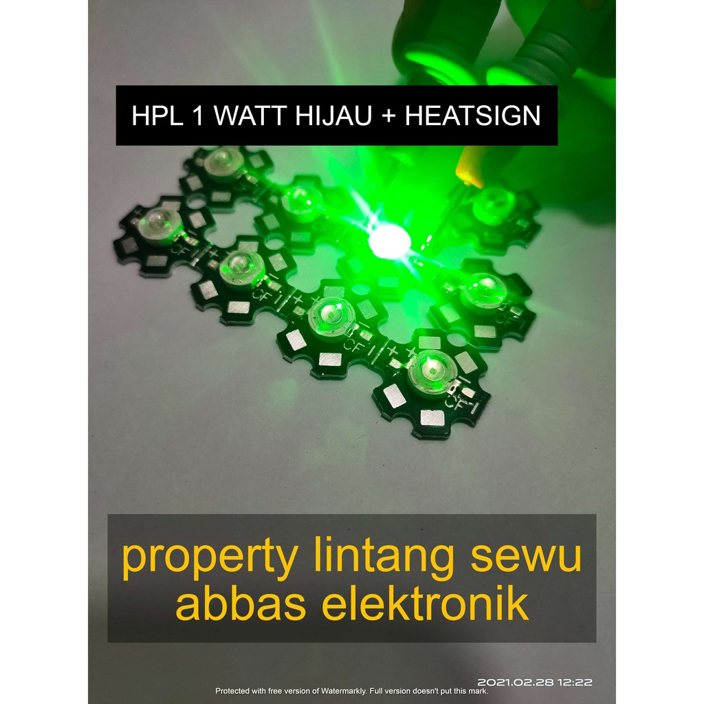 led hpl 1 watt warna HIJAU GREEN plus heatsing pendingin