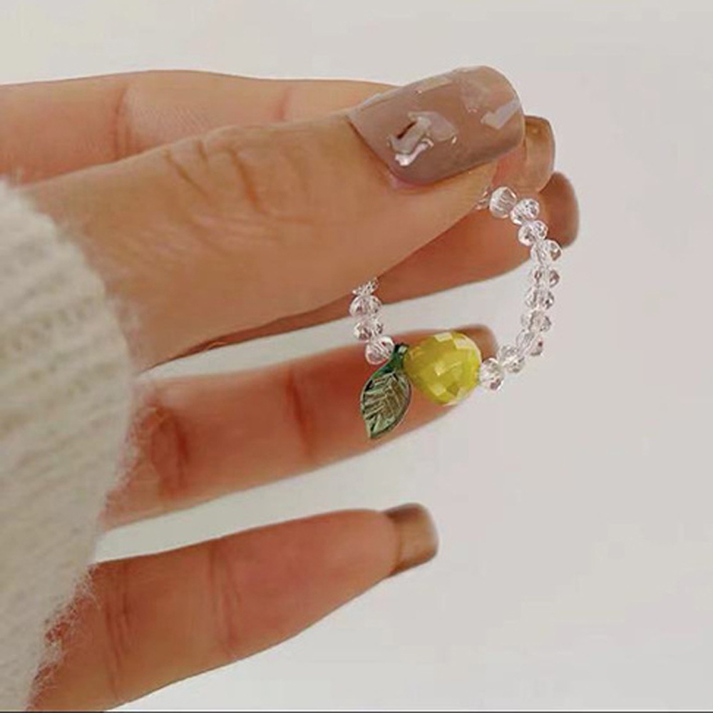 2021 New Korean Fruit Elastic Crystal Ring Color Matching Cute Small Fresh Hyuna Style