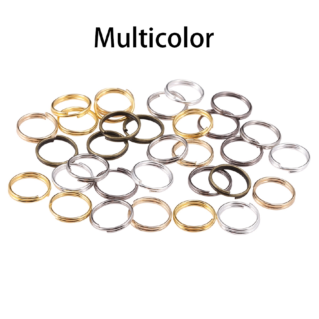 200pcs / Lot 4 / 5 / 6 / 7 / 8 / 10 / 12 / 14 / 16 / 20mm Ring Konektor Double Loops Warna Silver / Gold Untuk Membuat Perhiasan Diy