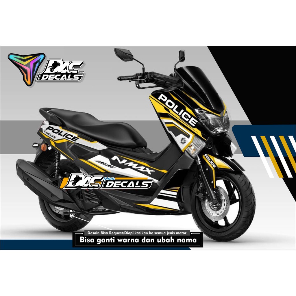 Sticker decal full body Yamaha NMAX Police Hitam Putih