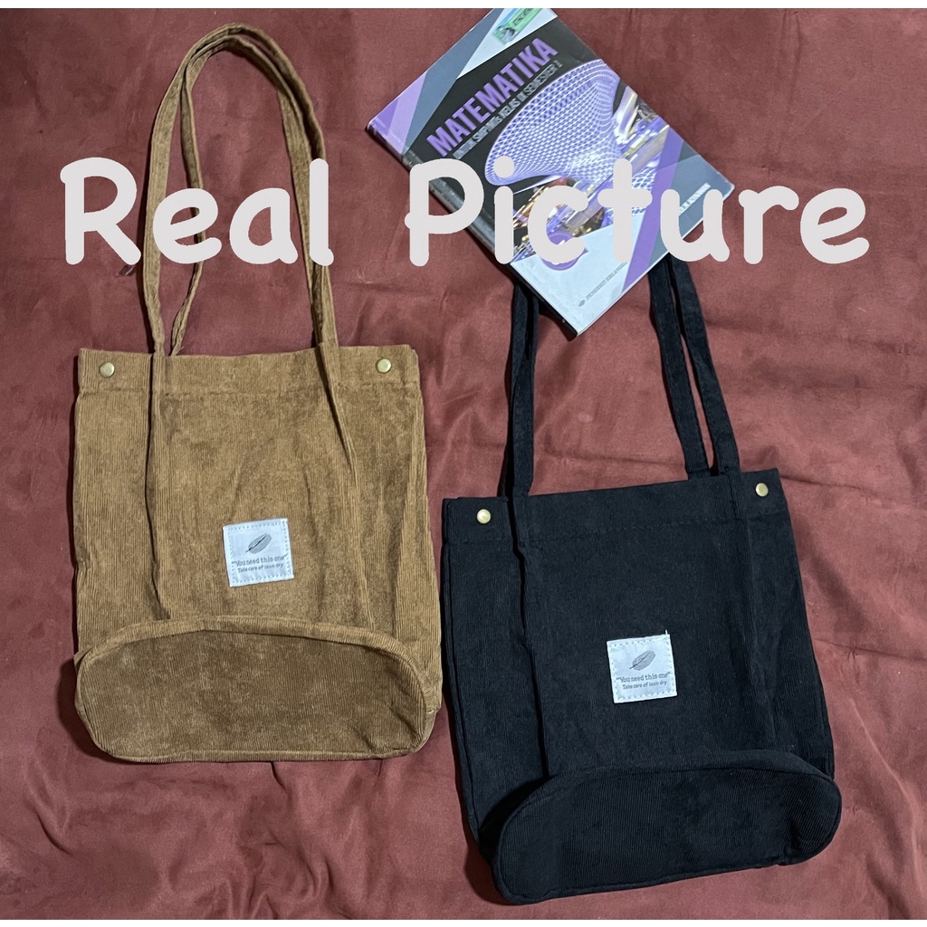 WYK43C Tas Wanita Korduroi tanpa Furing Warna Bahan Corduroy Bag Impor TKM