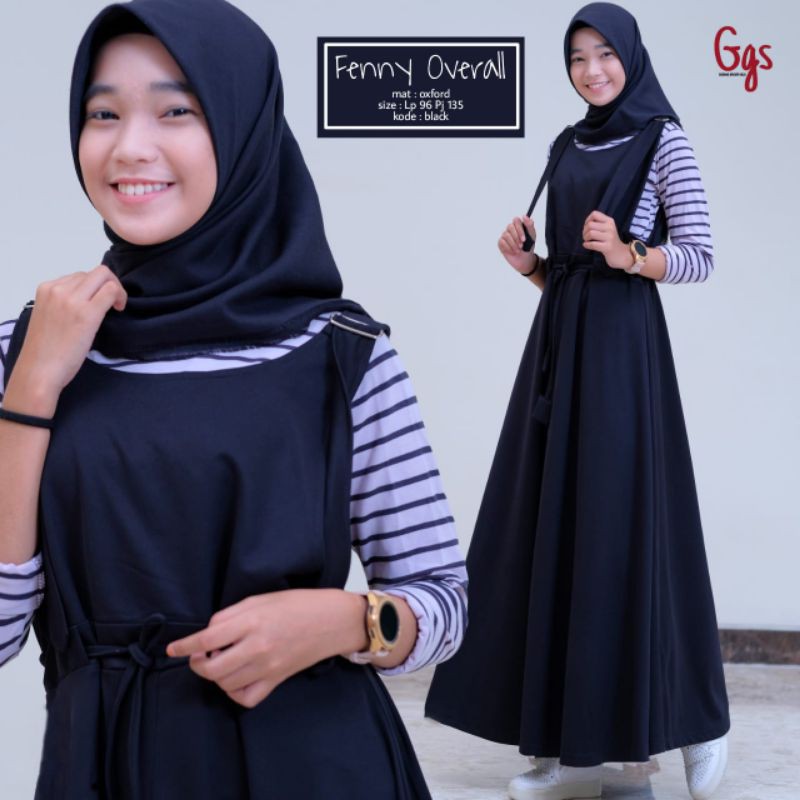 Baju Terusan Anak Perempuan Remaja Muslim Longdress Fenny Overall Set
