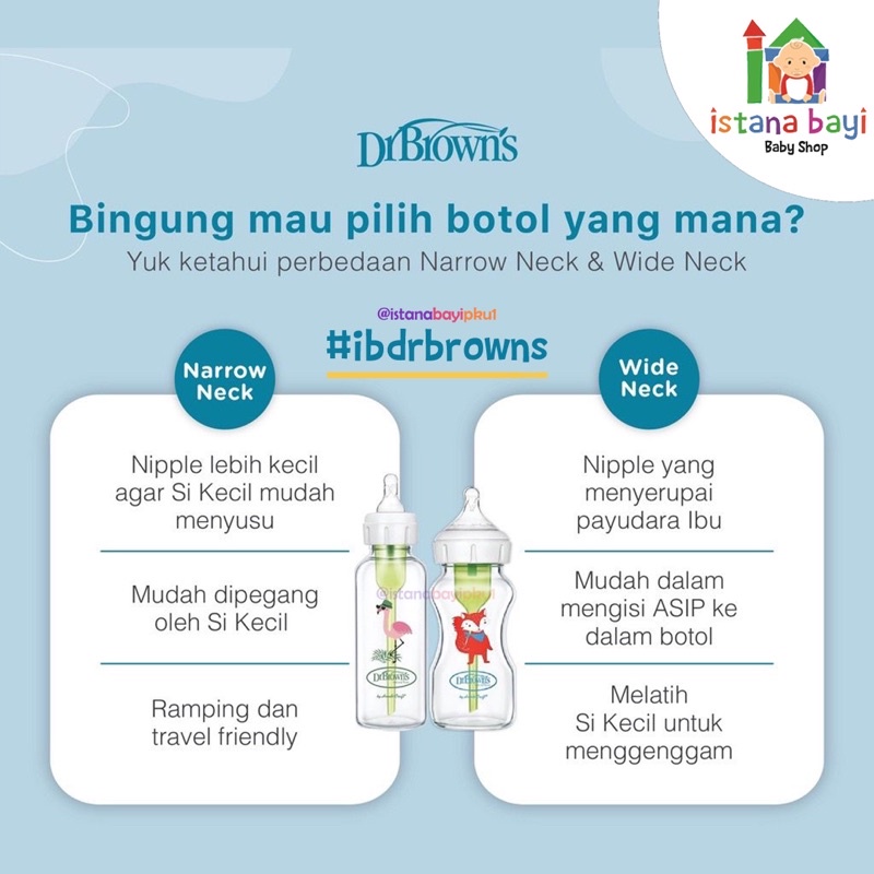 Dr.Brown's Glass Option+ Wide Neck Fox Deco 1pack WB91622 / Botol Susu Anak