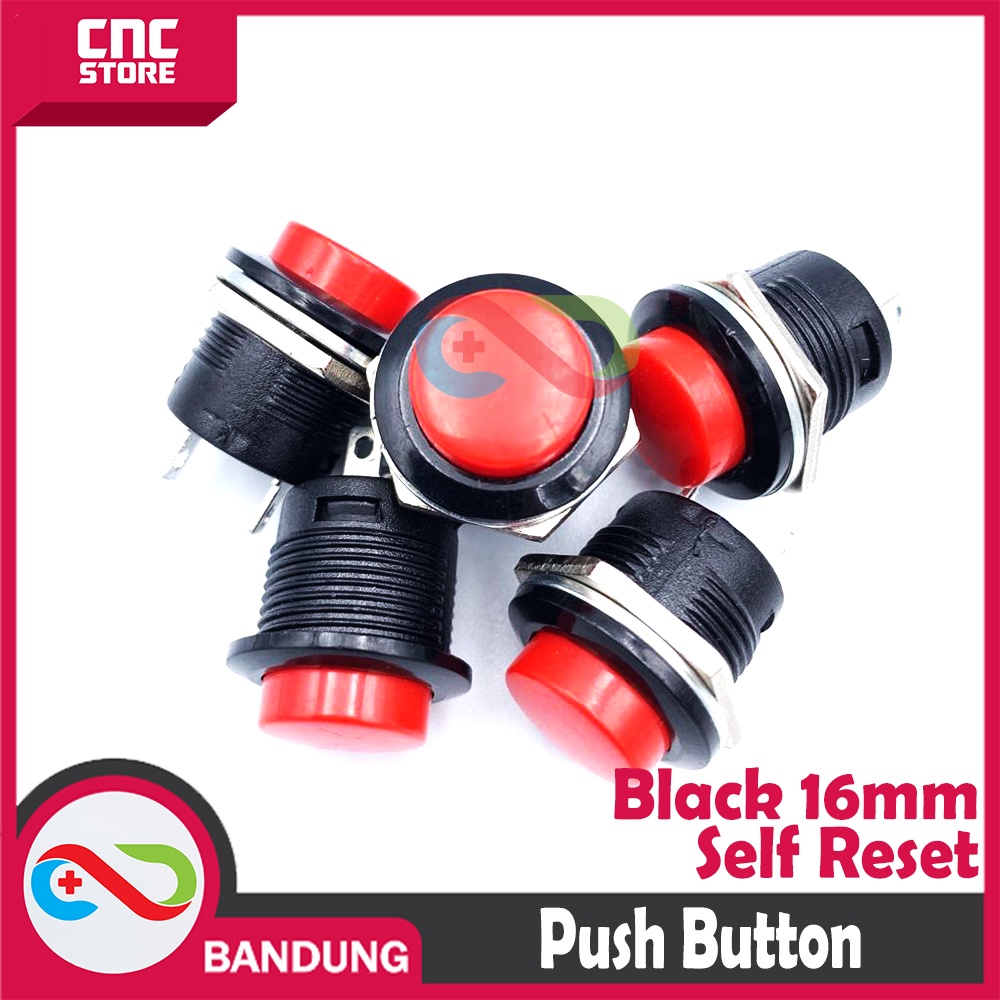 PUSH BUTTON NON LOCKING 16MM SELF RESET RED