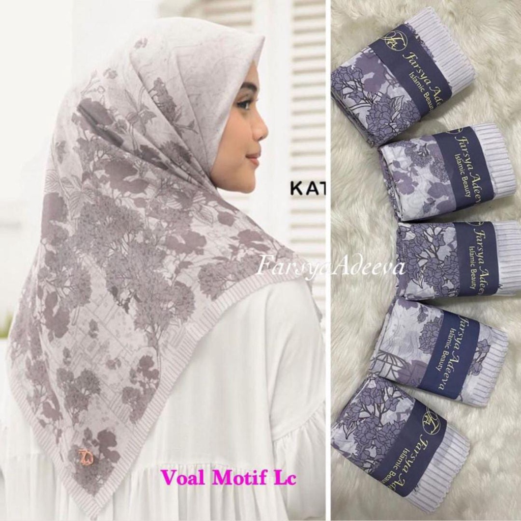 Kerudung Segiempat Motif Deenay Adeeva Lasercut Hijab Segi Empat Denay KW Jilbab Motif Rumah Hija'b-WAVE WHITE