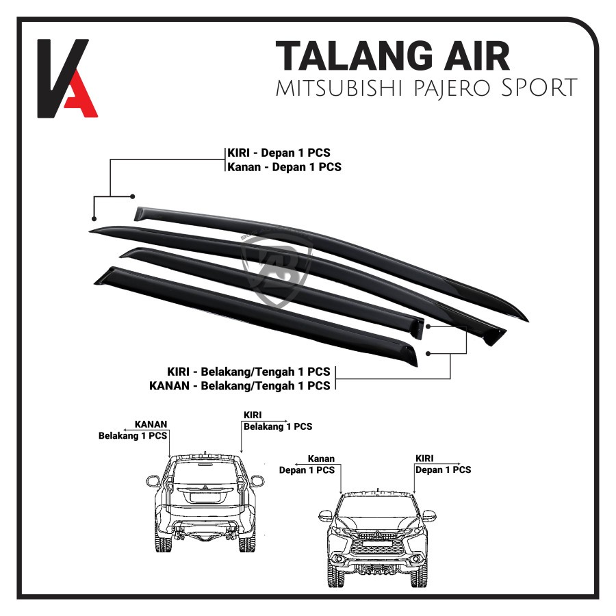 TALANG AIR PINTU MOBIL MITSUBISHI PAJERO SPORT MODEL SLIM HIGH QUALITY