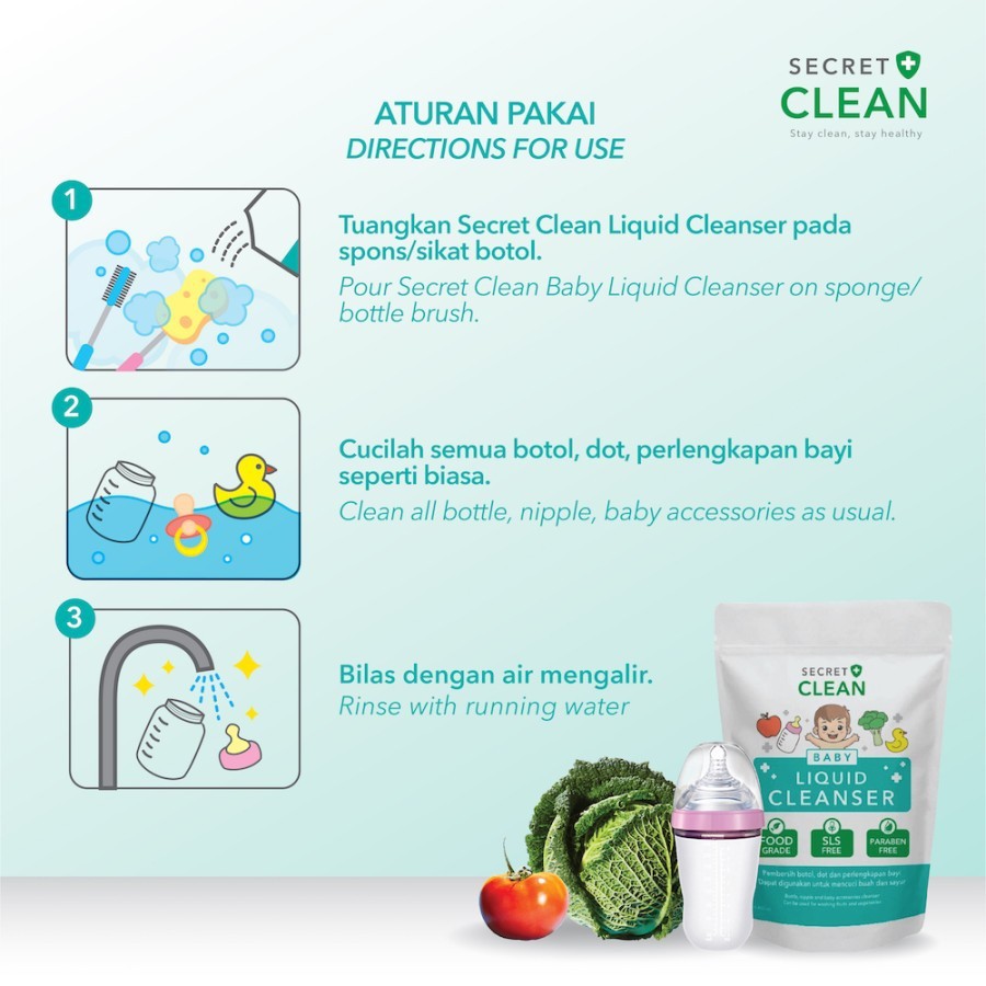 Secret Clean Baby Liquid Cleanser 450ml - Pembersih Dot Botol Perlengkapan Bayi