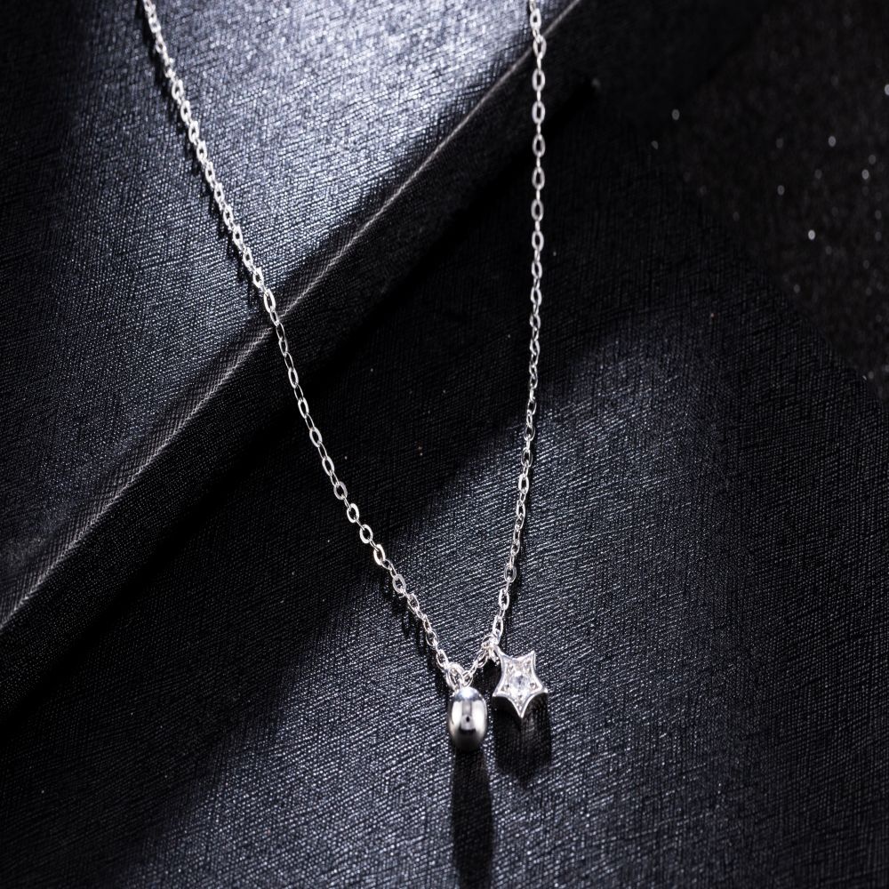 【COD Tangding】Kalung Rantai Pendek Liontin Bintang Dan Lonceng Gaya Retro Untuk Wanita