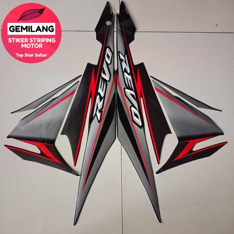 Striping Decal Polet Sticker honda revo 2008 hitam stiker body motor standar berkualitas terbaik Gem