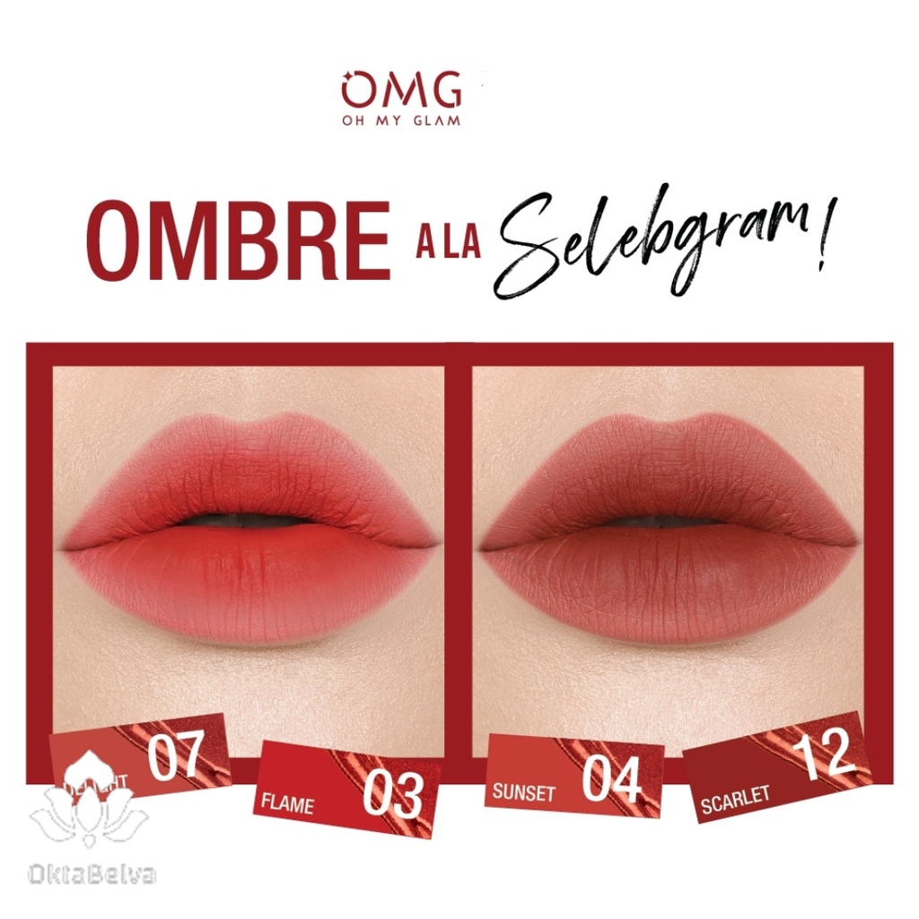 Jual (Paket 2 pcs 100 ORI) Ombre Viral OMG Oh My Glam Matte Kiss Lip
