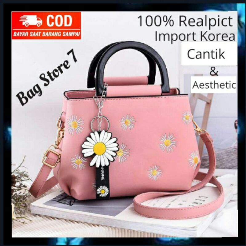 TAS TANGAN HAND BAG KOREA BORDIR BUNGA CANTIK WANITA CEWEK REMAJA PEREMPUAN IBU IBU IMPORT BATAM ORI
