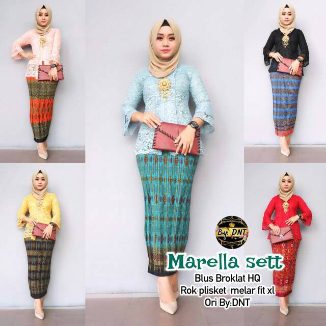Stelan batik Marella set blus brokat rok plisket melar