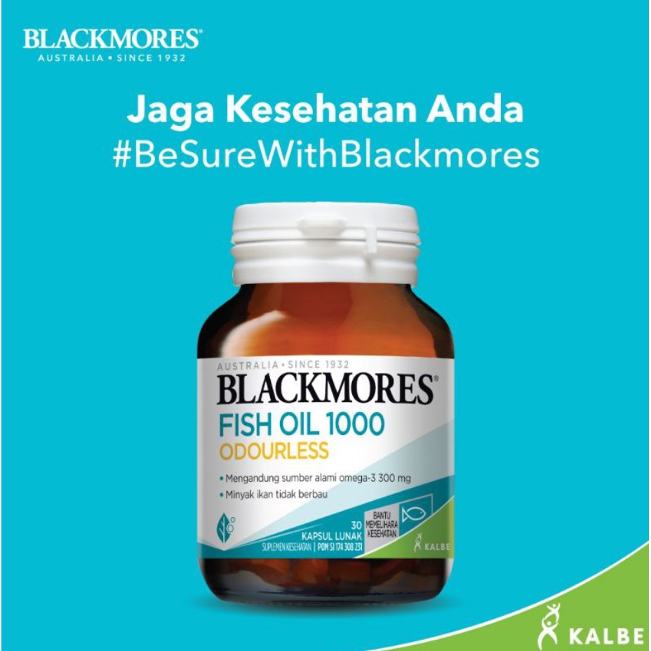 ✔️ BLACKMORES ODOURLESS FISH OIL 1000 [ 30 KAPSUL ]