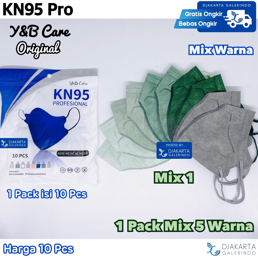 Masker KN95 Pro RAVA Care Mix Warna isi 10Pcs