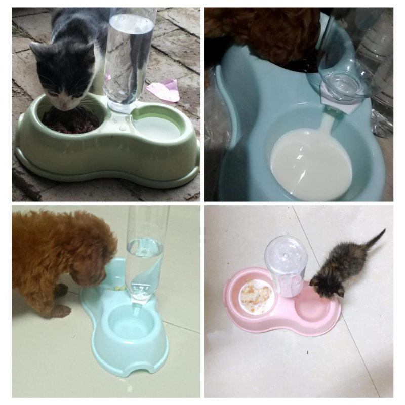 ★〓YUFeiPet〓★Pet Supplies Pet Bowl  Pet Bowl Plastic Round Automatic Drinker Feeding Double Bowl Dog Bowl Cat Food Bowl Creative Dog Bowl