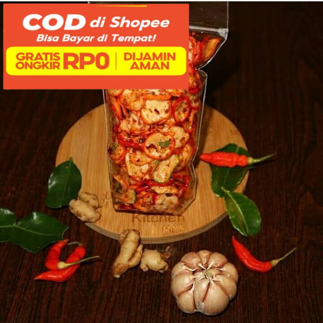

kerupuk bawang kerupuk jablay bantat pedas cemilan instan 100gram