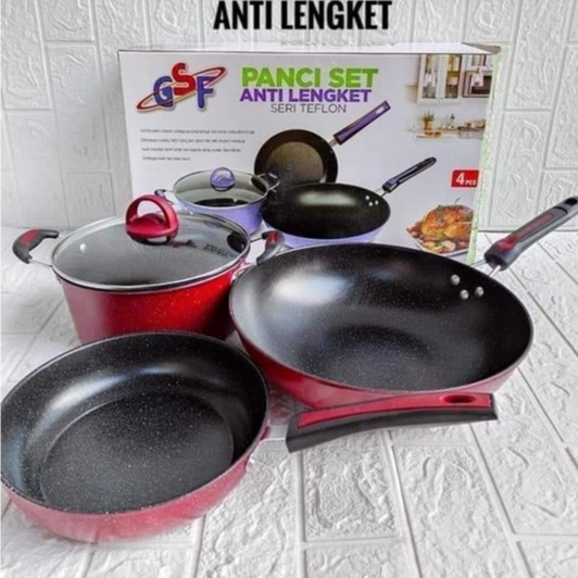 PANCI SET ANTI LENGKET SERI TEFLON / PANCI SET GSF 4PCS TEFLON SERIES GSF G-2429 / GSF 2429 - GSF2429 / GSF 2529 / GSF-2529 / GSF2529 / GSF G-2629 / GSF 2629