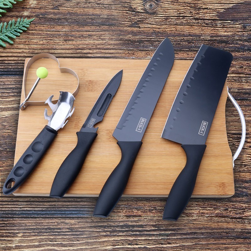 PROMO Set Pisau Dapur isi 5 pcs Pisau Dapur + Hitam J13 pisau set warna + talenan Knife Set 5 Pcs miliki segera bisa cod murah