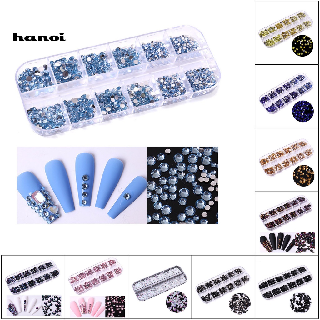 Han 1 Kotak Ornamen Berlian Imitasi Berkilau Multifungsi Dekorasi Manicure / Handphone