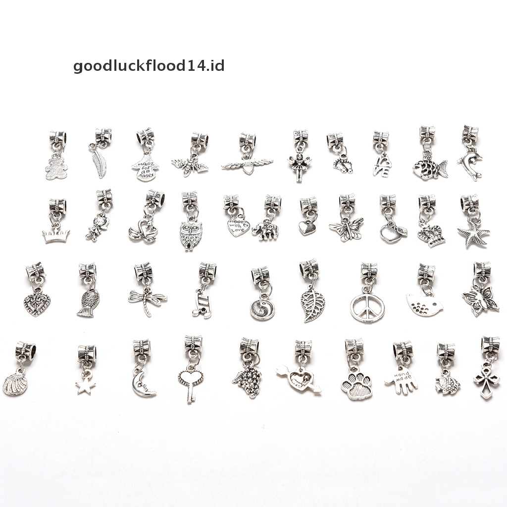 [OOID] 40pcs Lots Wholesale Tibetan Silver Charm Beads Fit European Chain Bracelet Hot ID